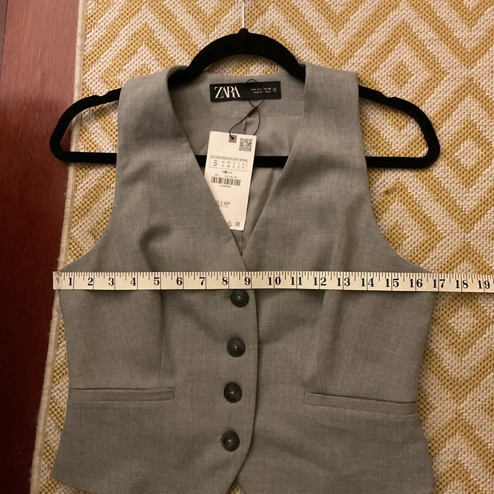 NWT Zara Gray Tailored Waistcoat Button Vest Size Small